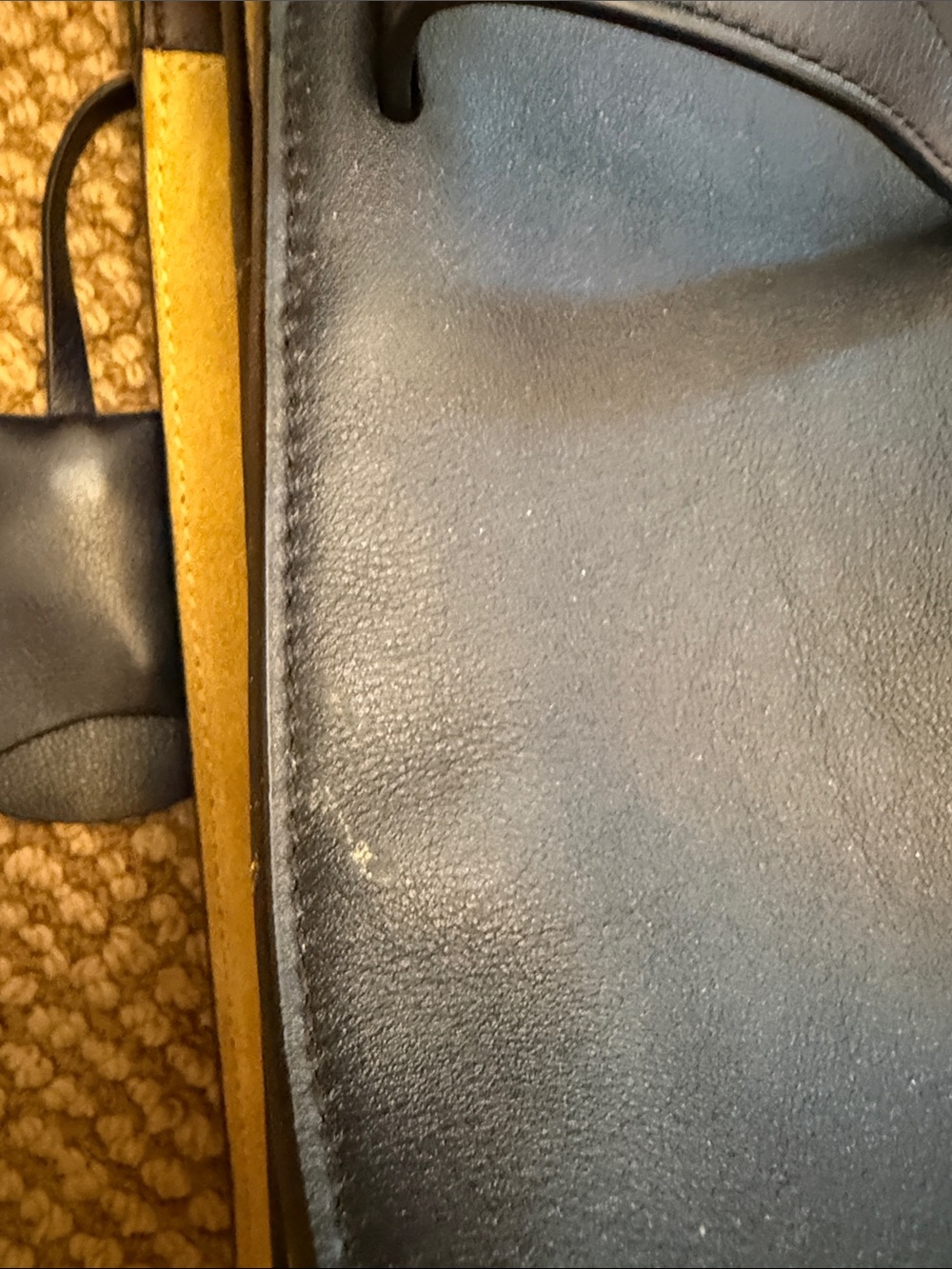 Tory Burch Navy Leather Shoulder Bag with Yellow Accent Corners - Picture 4 of 7